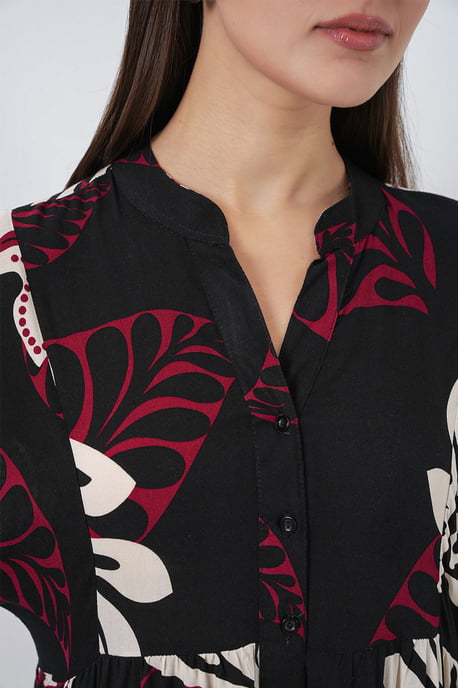 Patterned V-Neck Maxi Dress - Image 4