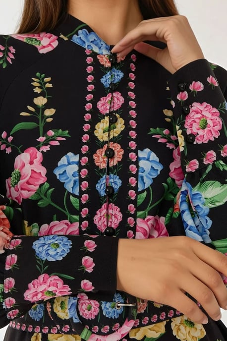 Geprinte Lange Mouwen Maxi Dress met Riem - Image 3