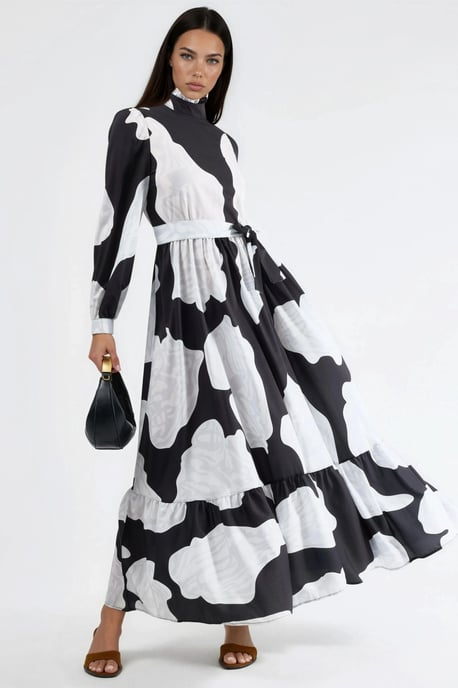 Maxi-jurk met strikdetail en halve turtleneck - Image 1