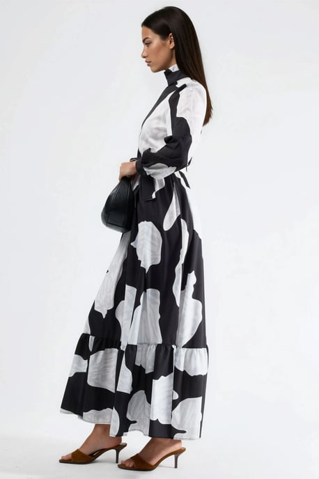 Maxi-jurk met strikdetail en halve turtleneck - Image 3