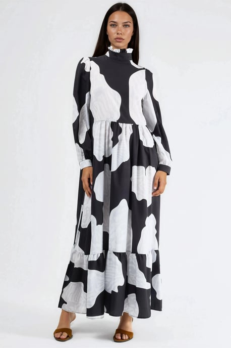 Maxi-jurk met strikdetail en halve turtleneck - Image 5