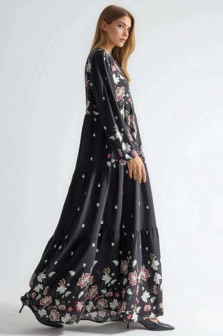Patroon V-hals Maxi Jurk - Image 2