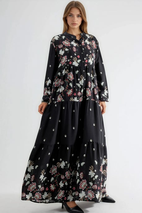 Patroon V-hals Maxi Jurk - Image 5