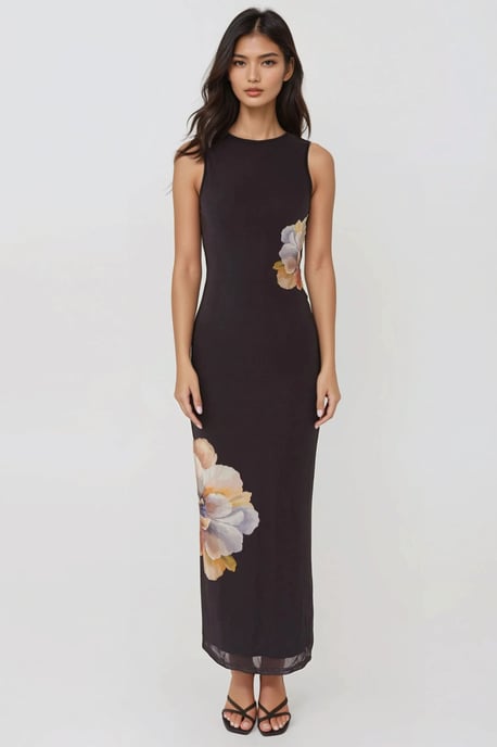 Bloemenprint Crew Neck Bodycon Jurk - Image 3
