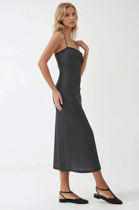 Vierkante Kraag Geprinte Maxi-jurk met Kantdetails - Image 4