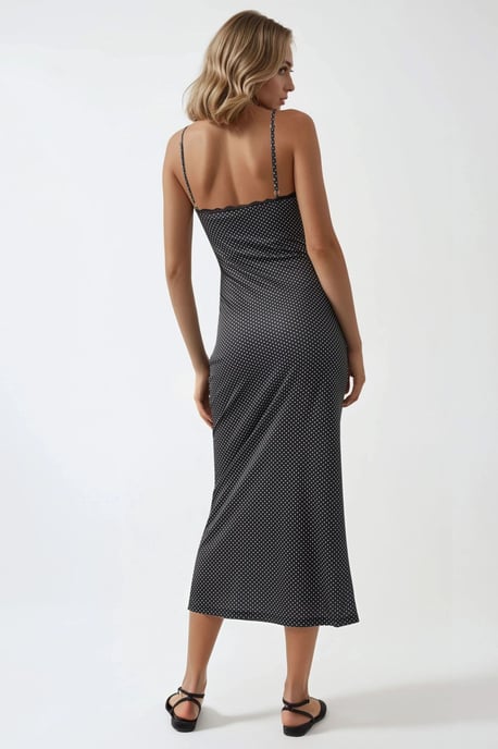 Vierkante Kraag Geprinte Maxi-jurk met Kantdetails - Image 5