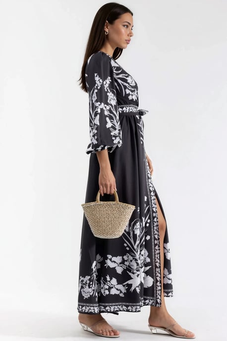 Florale Maxi Jurk met V-hals en Strikdetail - Image 2