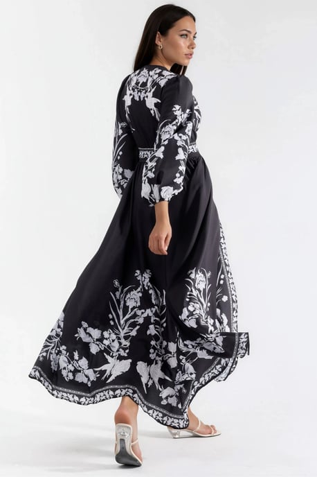 Florale Maxi Jurk met V-hals en Strikdetail - Image 3