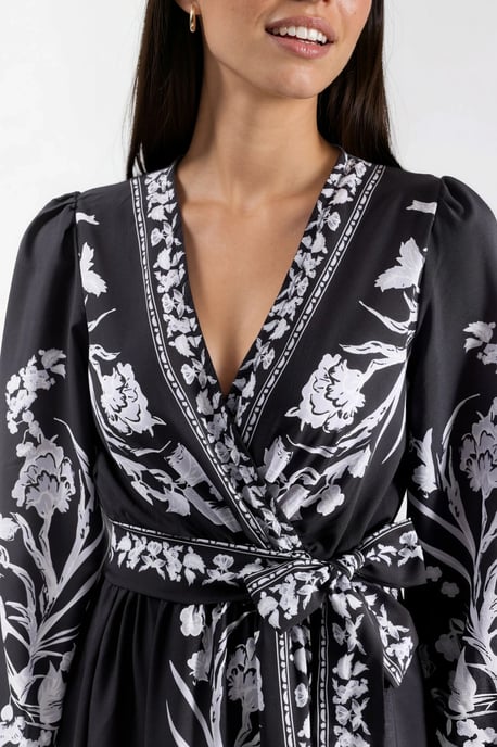 Florale Maxi Jurk met V-hals en Strikdetail - Image 5
