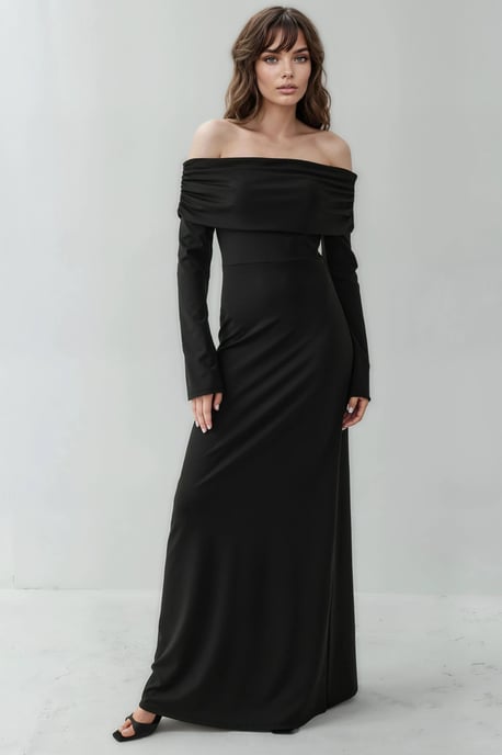 Off-shoulder maxi jurk met split - Image 1