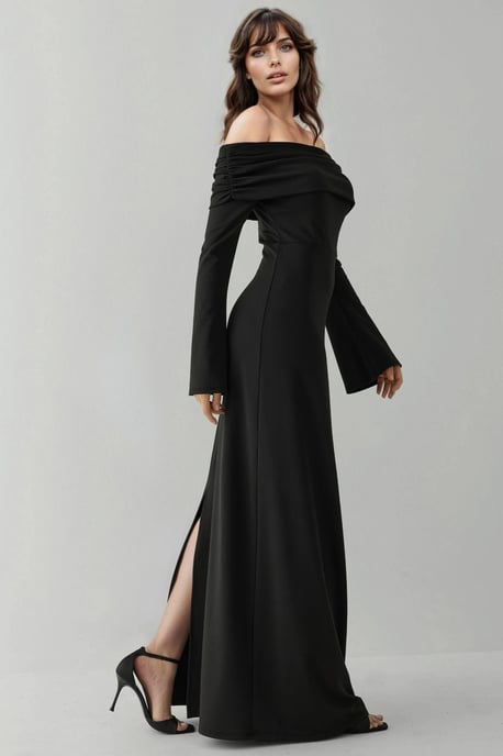 Off-shoulder maxi jurk met split - Image 2