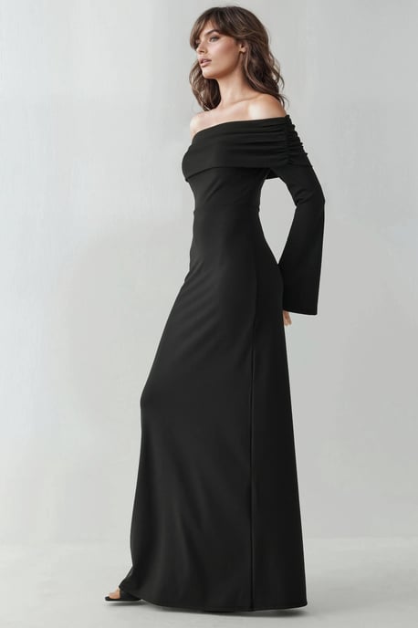 Off-shoulder maxi jurk met split - Image 4