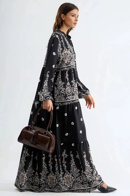 Comfort Fit Patterned Maxi Dress with V-Neck - Image 2