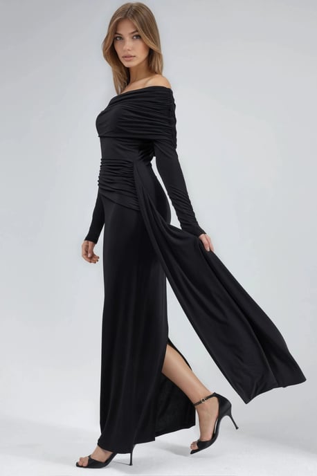 Asymmetrisk Bodycon Maxiklänning med Slits - Image 2