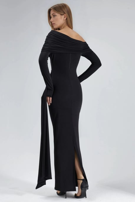 Asymmetrisk Bodycon Maxiklänning med Slits - Image 3