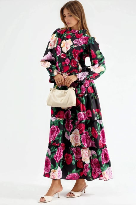 Bloemen Crew Neck Maxi-jurk - Image 1