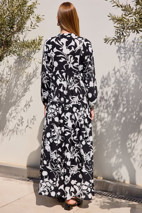 Geprinte V-Hals Maxi Jurk - Image 6