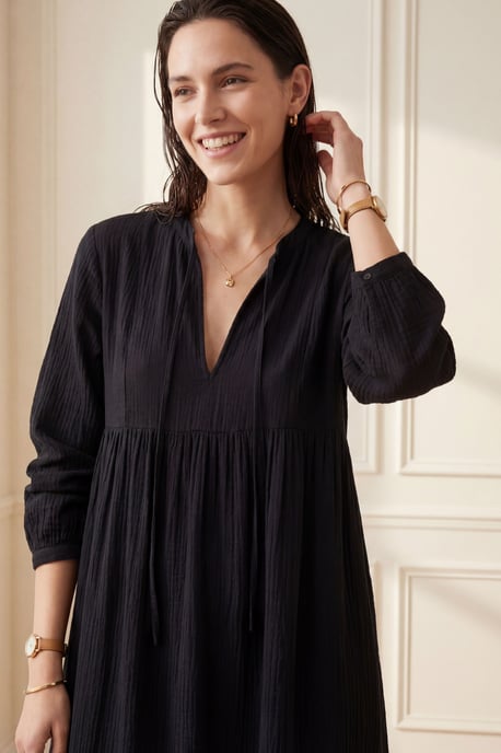 Strikdetail Loose Fit Maxi Jurk - Image 2