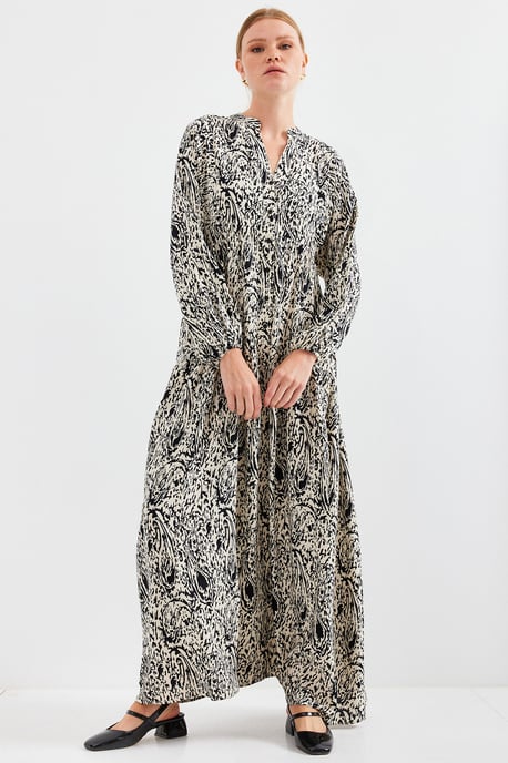 Geprinte V-hals Maxi Jurk - Image 2