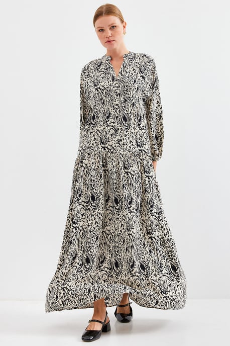 Geprinte V-hals Maxi Jurk - Image 3