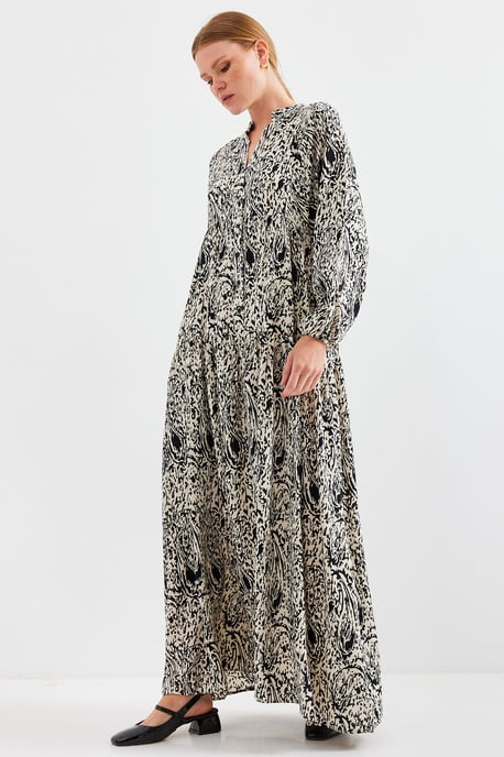 Geprinte V-hals Maxi Jurk - Image 4