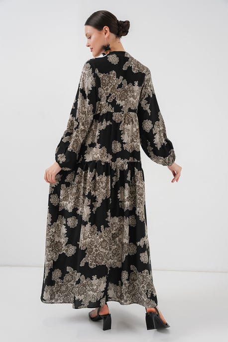 Geprinte V-hals Maxi-jurk met Knoopsluiting - Image 5