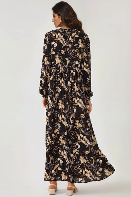 Floral Print Long Sleeve Viscose Maxi Dress - Image 5