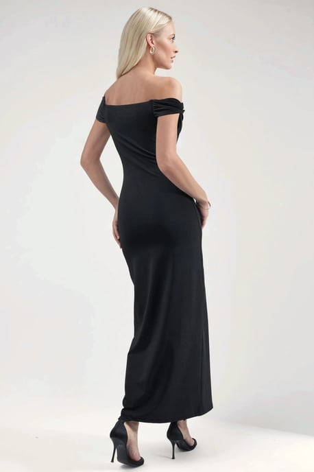 Asymmetrisk krage bodycon maxiklänning - Image 4