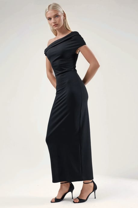 Asymmetrisk krage bodycon maxiklänning - Image 5