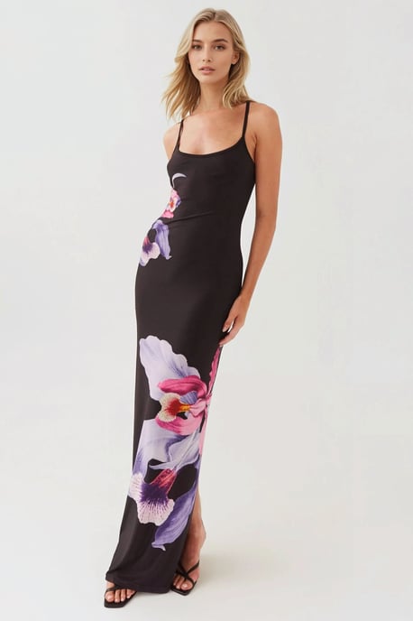 Bloemige Bodycon Jurk met Vierkante Kraag - Image 1