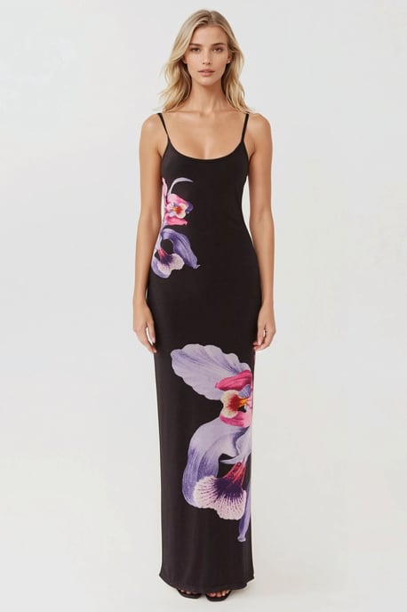 Bloemige Bodycon Jurk met Vierkante Kraag - Image 2