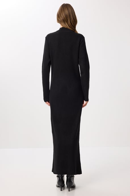 Texturerad Bodycon Stickad Klänning med Slits - Image 4