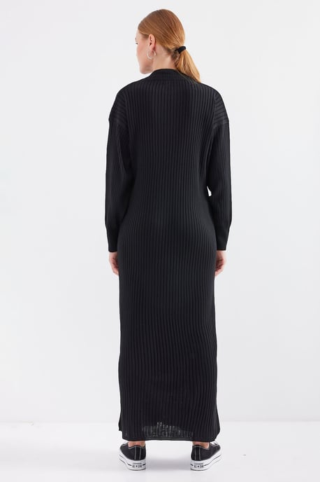 Geweven Tricot Jurk met Halve Col en Rits - Image 5