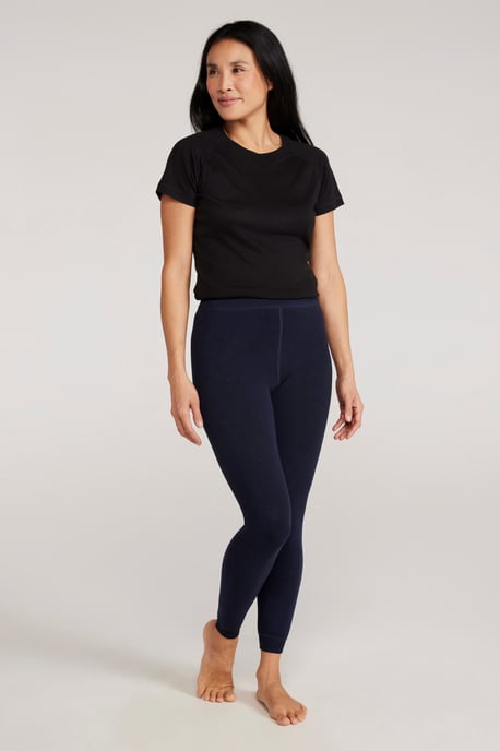 Women's Fluffy Fleece Lined Leggings Winter Warm Comfy Bottoms Navy - Image 3