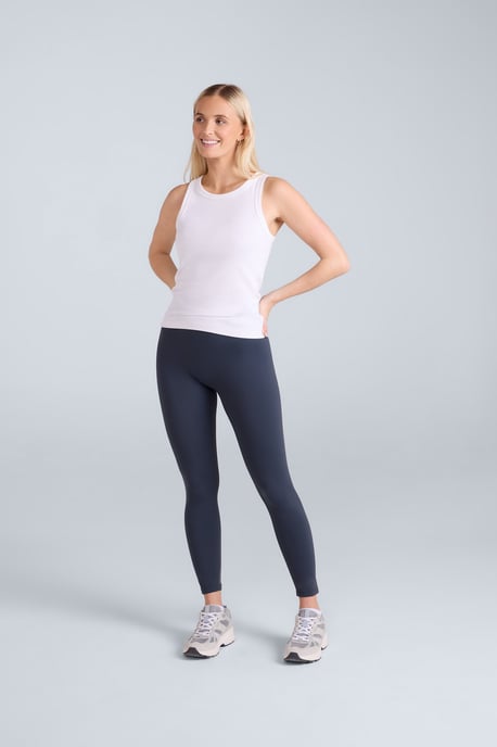 'Leah' Women's High Rise Leggings Moisture Wicking Stretchy Bottoms Dark Blue - Image 2