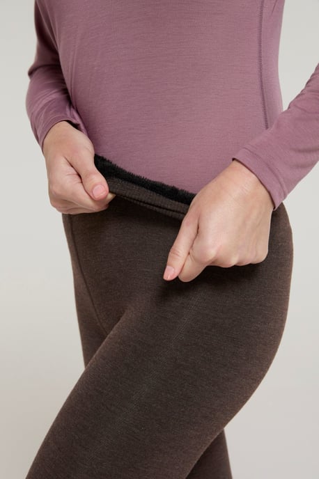Women's Fluffy Fleece Lined Leggings Winter Warm Comfy Bottoms Taupe - Image 4