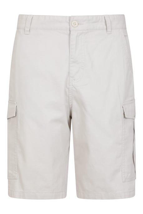 'Lakeside' Mens Twill Cotton Cargo Shorts With Multiple Pockets Off-White - Image 5