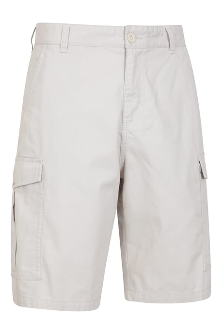 'Lakeside' Mens Twill Cotton Cargo Shorts With Multiple Pockets Off-White - Image 6