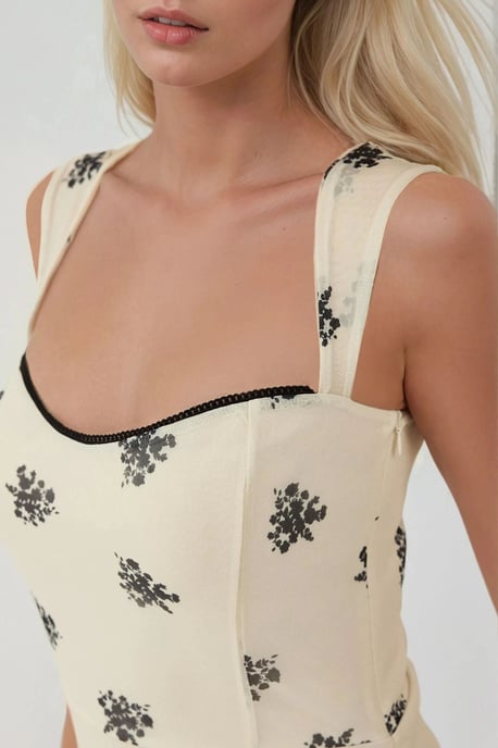 Polka Dot Sleeveless Mini Tulle Dress with Square Neckline - Image 4