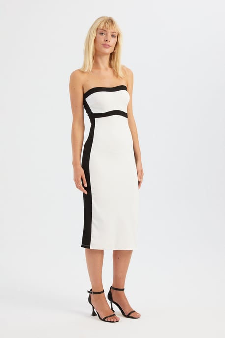 Blokgekleurde Strapless Midi-jurk - Image 3