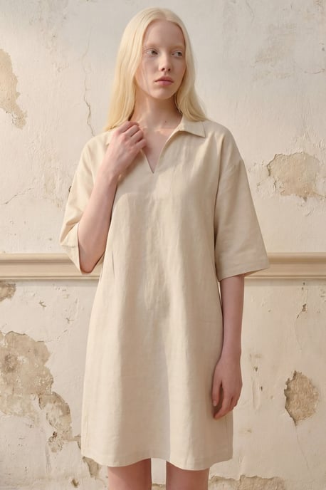 Polo Kraag Mini-jurkje met Driekwart Mouwen - Image 3