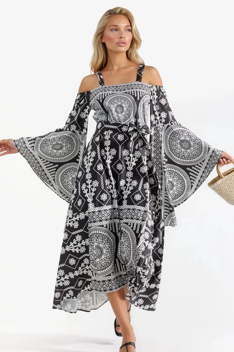 Strapless Geometrische Uitsnede Maxi Jurk - Image 1