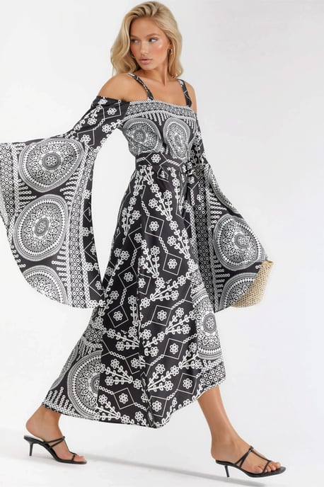 Strapless Geometrische Uitsnede Maxi Jurk - Image 2