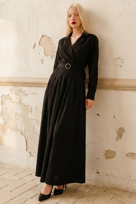 Geknoopte Maxi Jurk met Lange Mouwen - Image 1