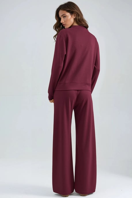 Modal Touch Zippered Sweatshirt & Ribbed Pants Co-ord Set - Image 3