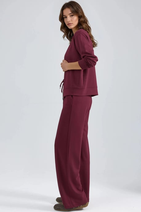 Modal Touch Zippered Sweatshirt & Ribbed Pants Co-ord Set - Image 4