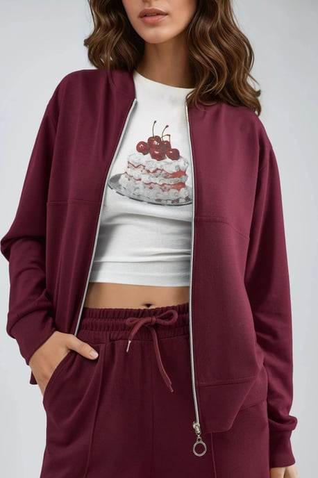 Modal Touch Zippered Sweatshirt & Ribbed Pants Co-ord Set - Image 5