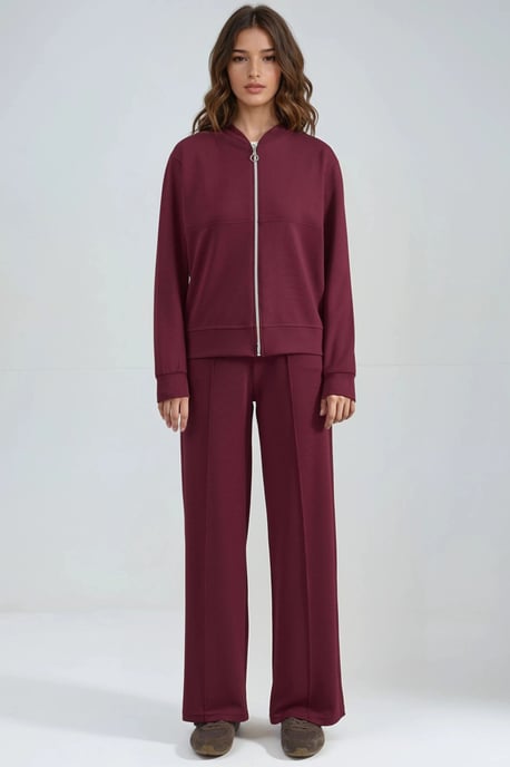 Modal Touch Zippered Sweatshirt & Ribbed Pants Co-ord Set - Image 6