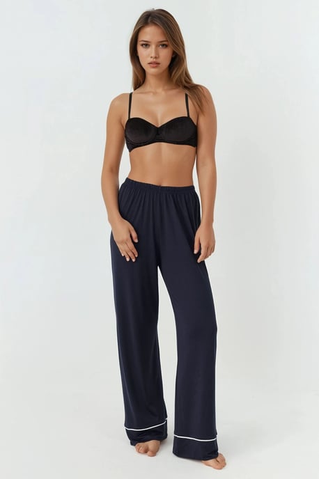 Avslappnad passform långärmad pyjamas set med extra mjuk känsla och skjortkrage - Image 2