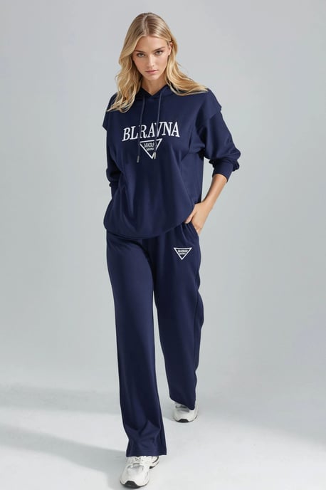 Modal Touch Embroidered Hooded Two-Piece Set - Image 5